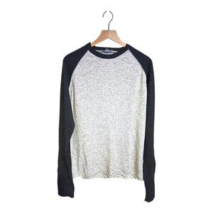 James Perse NWOT Men's 100% Cashmere Raglan Fisherman Crew Sweater in Grey/Charc